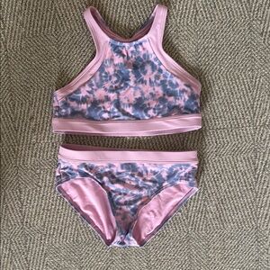 Athleta Pink and Blue Tie-Dye Bikini